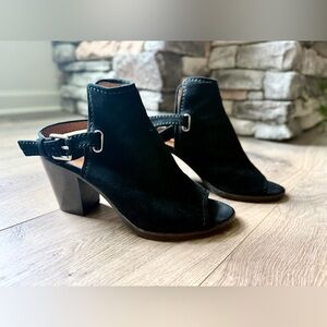 Frye Dani Shield Sling Black Heel Sandals